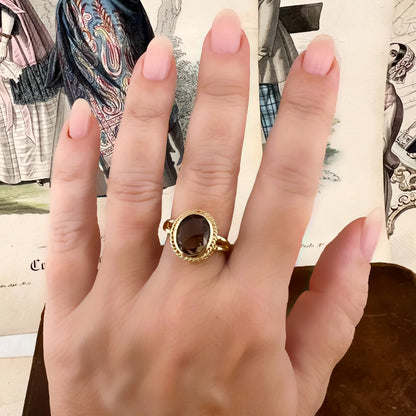 Anello vintage londinese con quarzo fumé – 1975