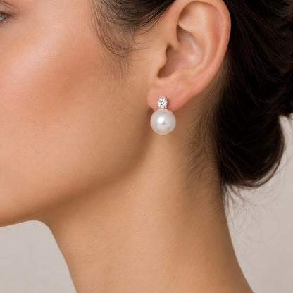 Orecchini perle australiane da mm 10.5 oro e diamanti
