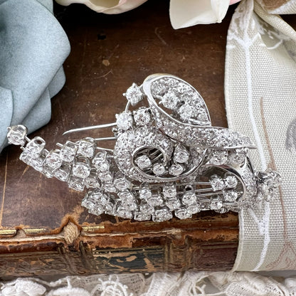 Duette in platino e diamanti per 8 ct anni ‘30-‘40 - double clip