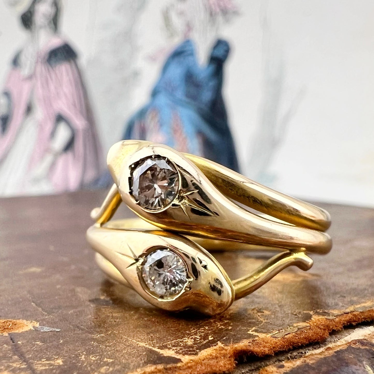 Anello a doppio serpente con diamanti – Italia, circa 1970