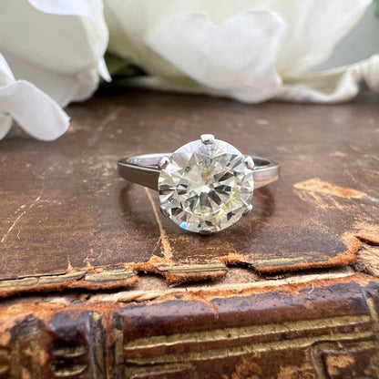 Anello Solitario in Platino con Diamante Naturale 2.30 ct– Italia, 1941 - certificazione IGI HRD