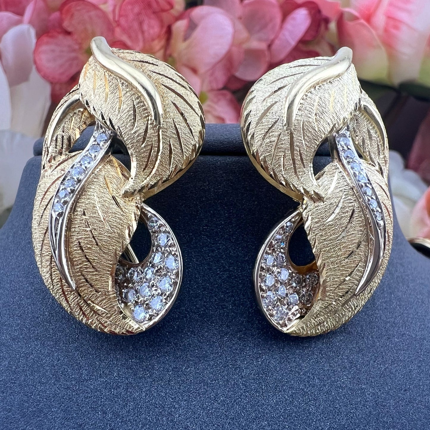 Importante set collier e orecchini vintage in oro e diamanti, manifattura fiorentina