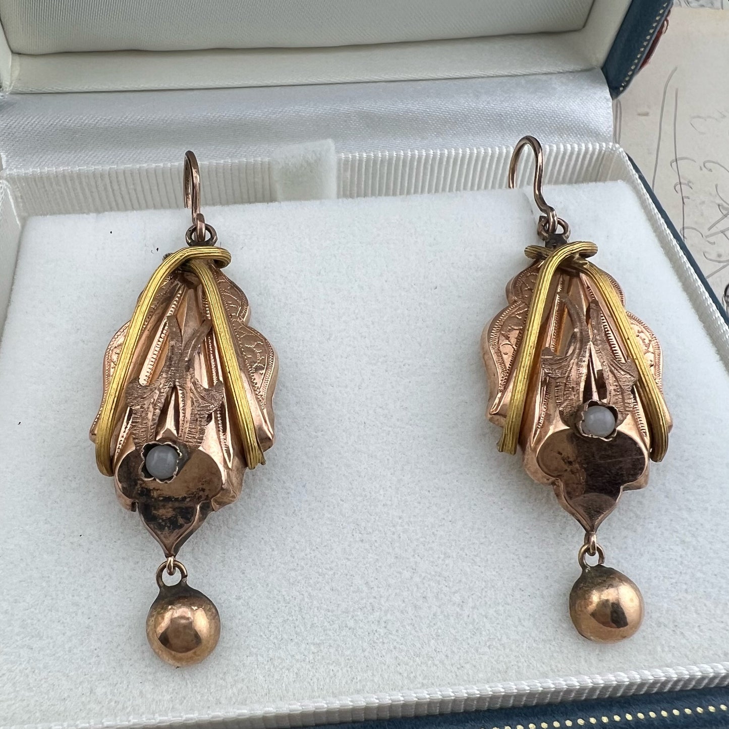 Orecchini Borbonici in Oro Rosa e Giallo — Regno delle Due Sicilie, metà ‘800