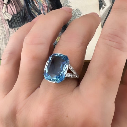 Anello Art Déco con acquamarina – Europa, circa 1930