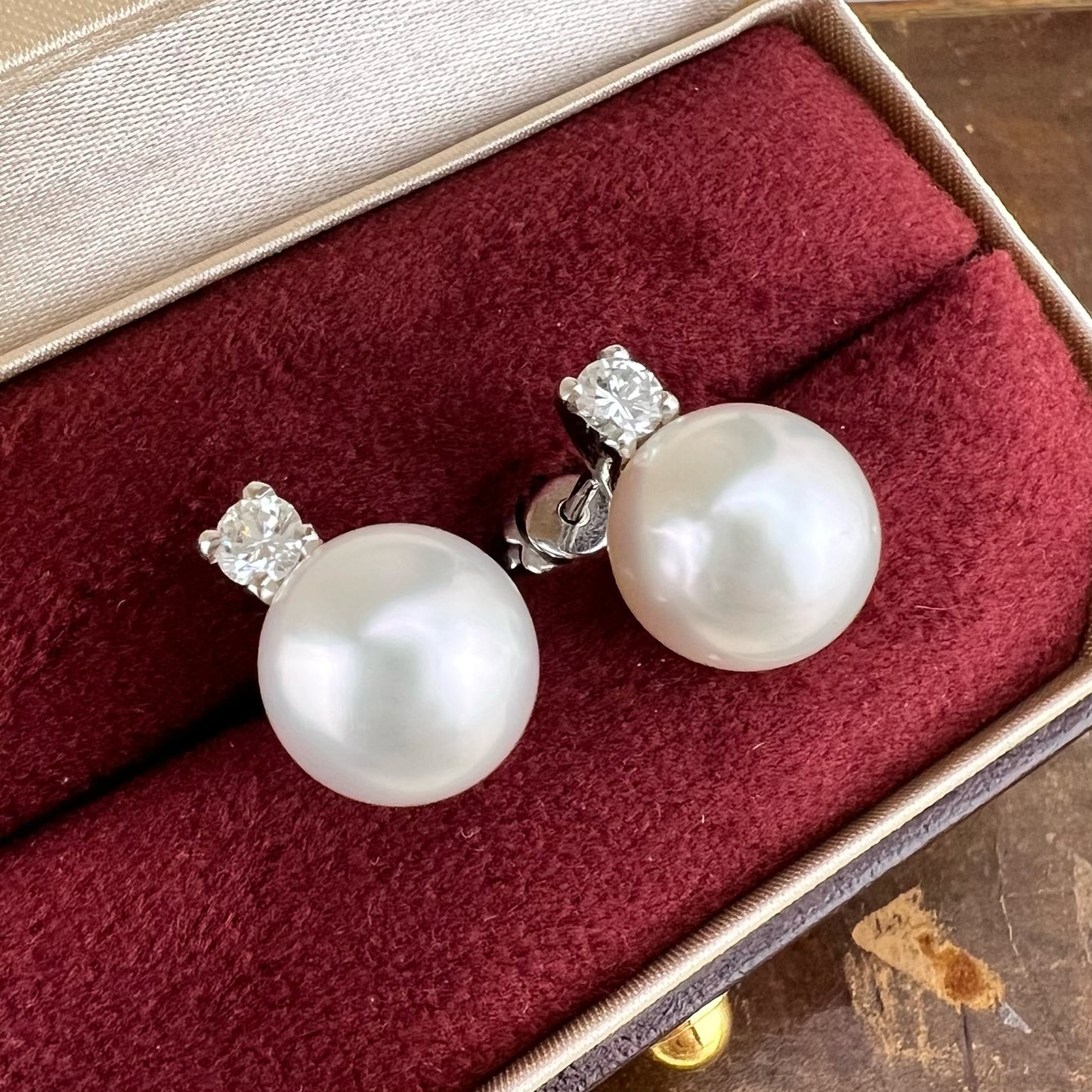 Orecchini perle australiane da mm 10.5 oro e diamanti