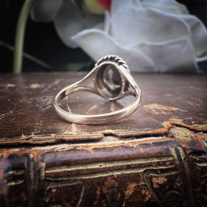 Anello vintage in oro giallo con quarzo fumé