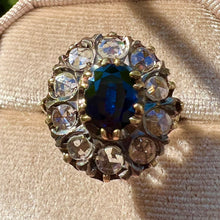 Carica l&#39;immagine nel visualizzatore di Gallery, Anello grande a margherita con zaffiro e diamanti rosa coronè
