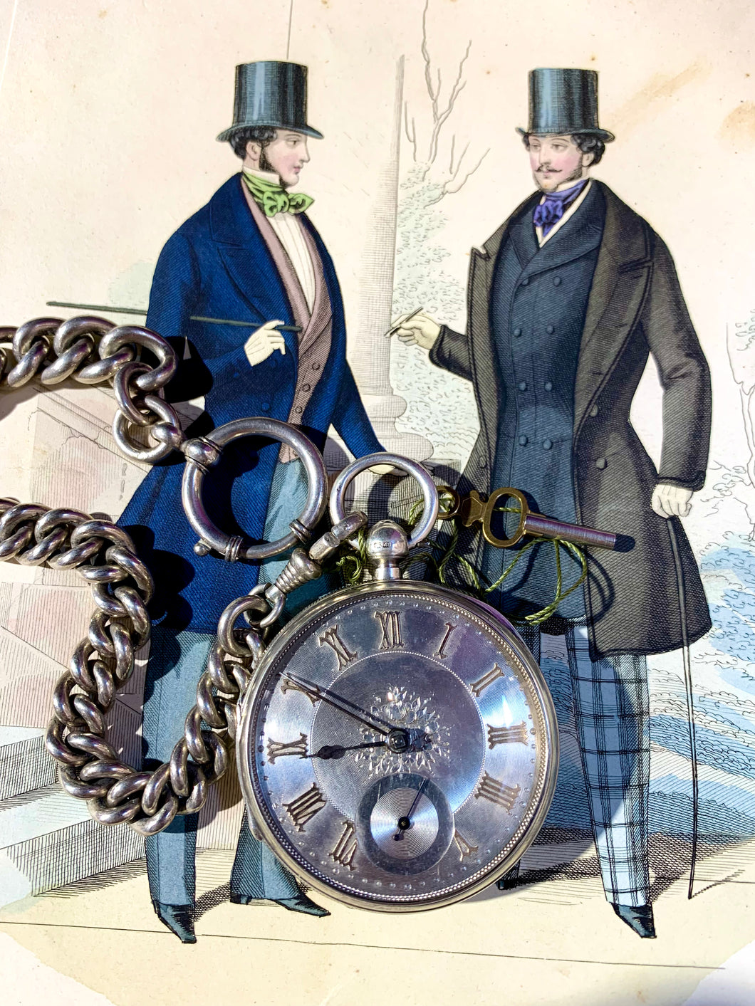 Orologio raro da taschino in argento con marchi di Chester del 1890