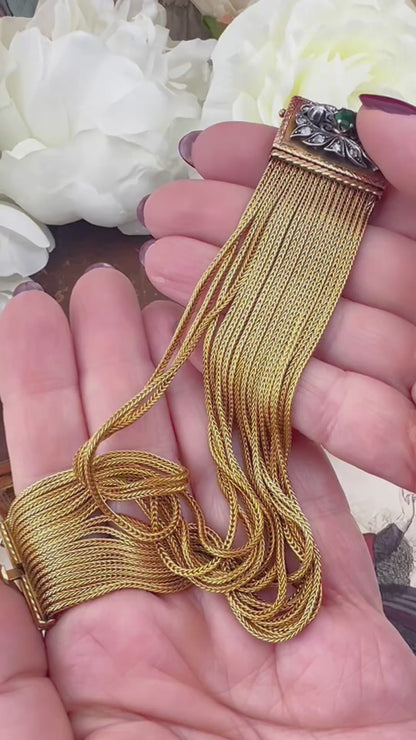 Bracciale italiano in oro 18k smeraldo e diamanti del 1960