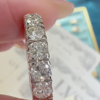 Anello Eternity vintage in oro bianco 18k con diamanti naturali – circa 2.40 ct - certificato