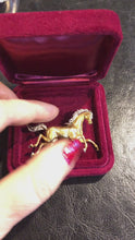 Carica e avvia il video nel visualizzatore di galleria, Spilla con cavallo in fusione a cera persa in oro e diamanti anni ‘60
