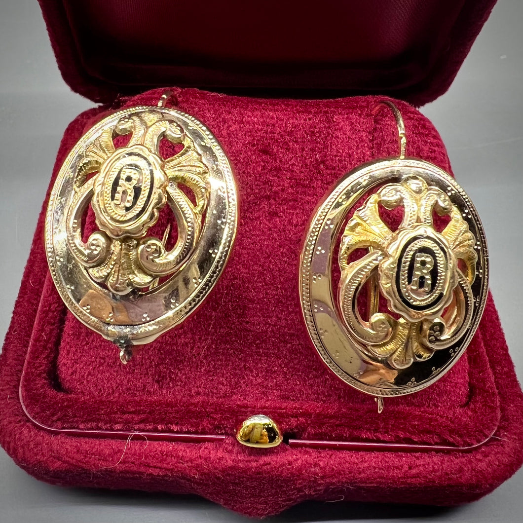 Orecchini borbonici in oro e smalti “R”