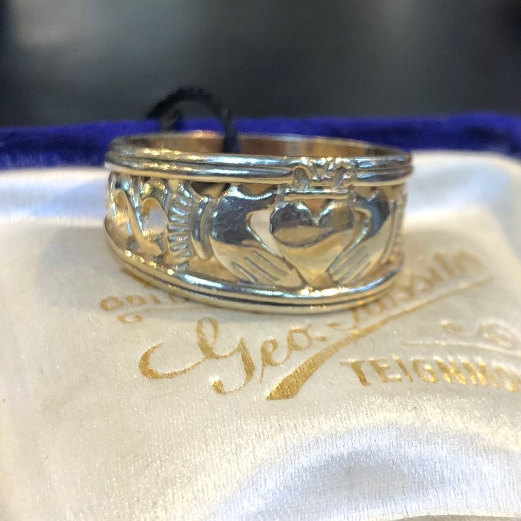 Vintage claddagh ring, anello di fidanzamento irlandese in oro