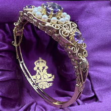 Carica l&#39;immagine nel visualizzatore di Gallery, Bracciale vittoriano in oro, perle e ametiste
