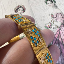 Carica l&#39;immagine nel visualizzatore di Gallery, Bracciale in oro 22 carati a pannelli decorato con turchesi
