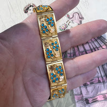 Carica l&#39;immagine nel visualizzatore di Gallery, Bracciale in oro 22 carati a pannelli decorato con turchesi
