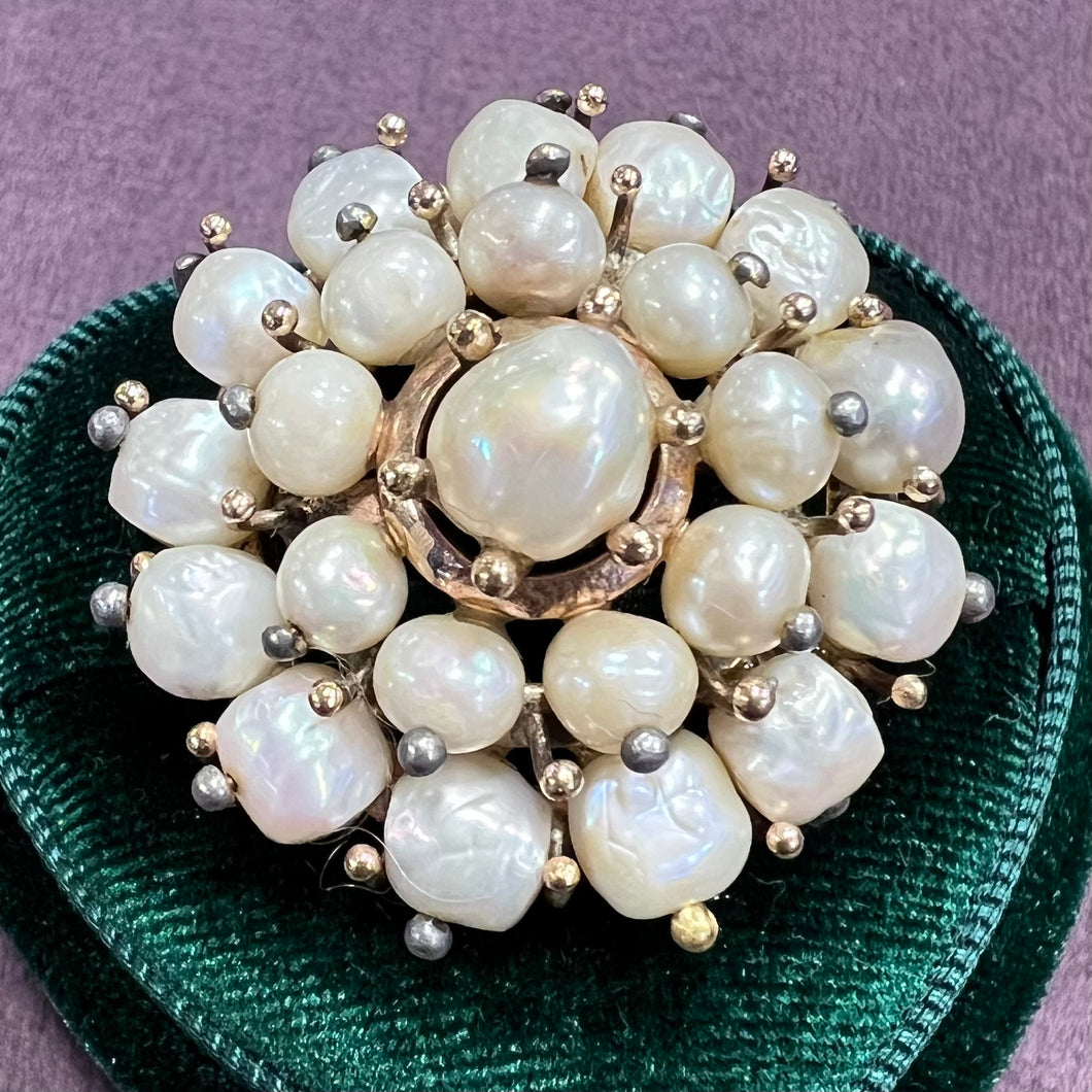 Spilla in oro perle imperniate ‘800