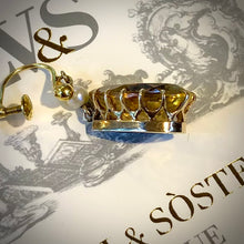 Carica l&#39;immagine nel visualizzatore di Gallery, Coppia di orecchini vintage in oro giallo con citrini e perline
