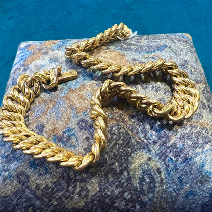 Bracciale in oro 14 carati con particolare maglia morbida a doppia maglia