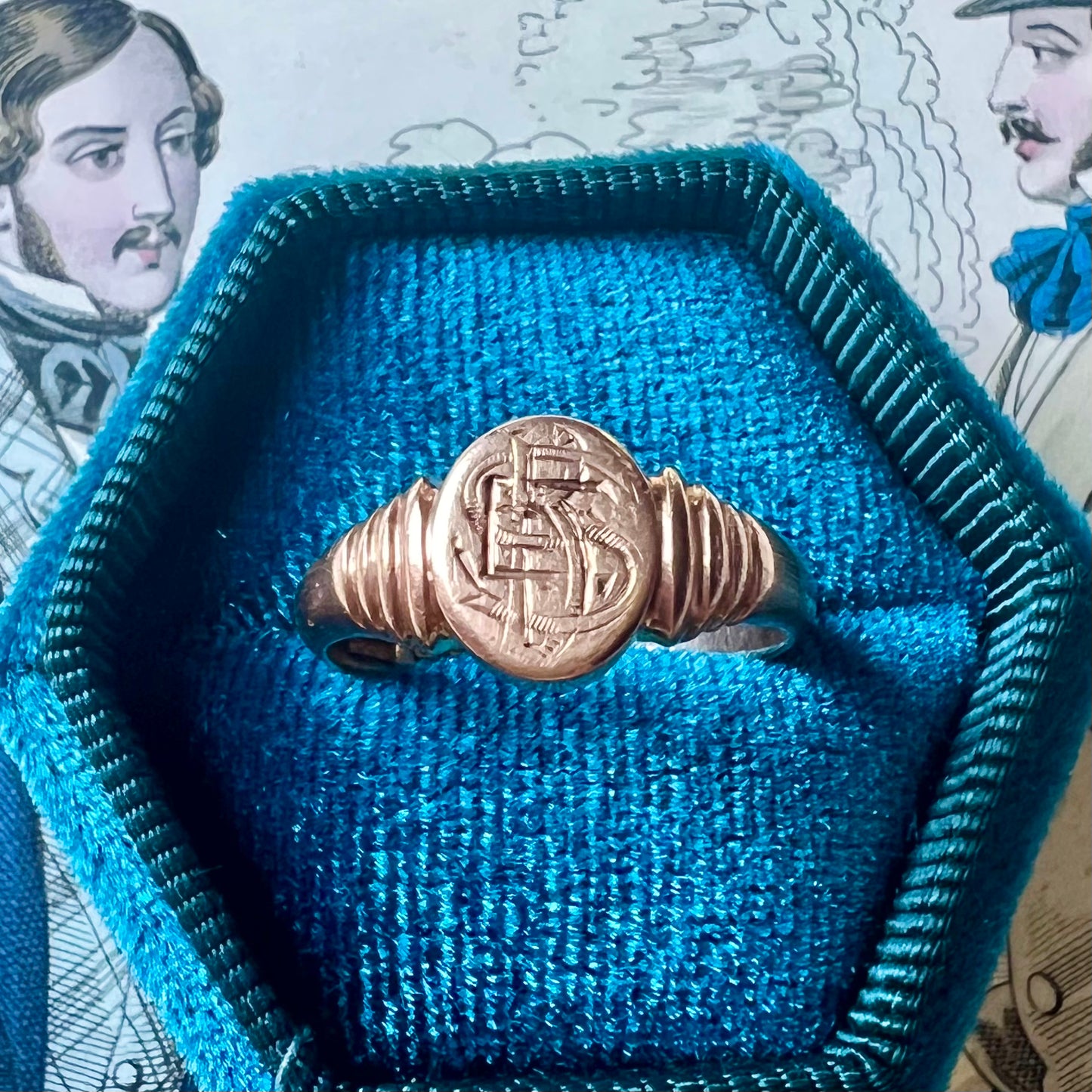 Anello sigillo - signet ring - in oro con monogramma e marchi di Birmingham del 1912