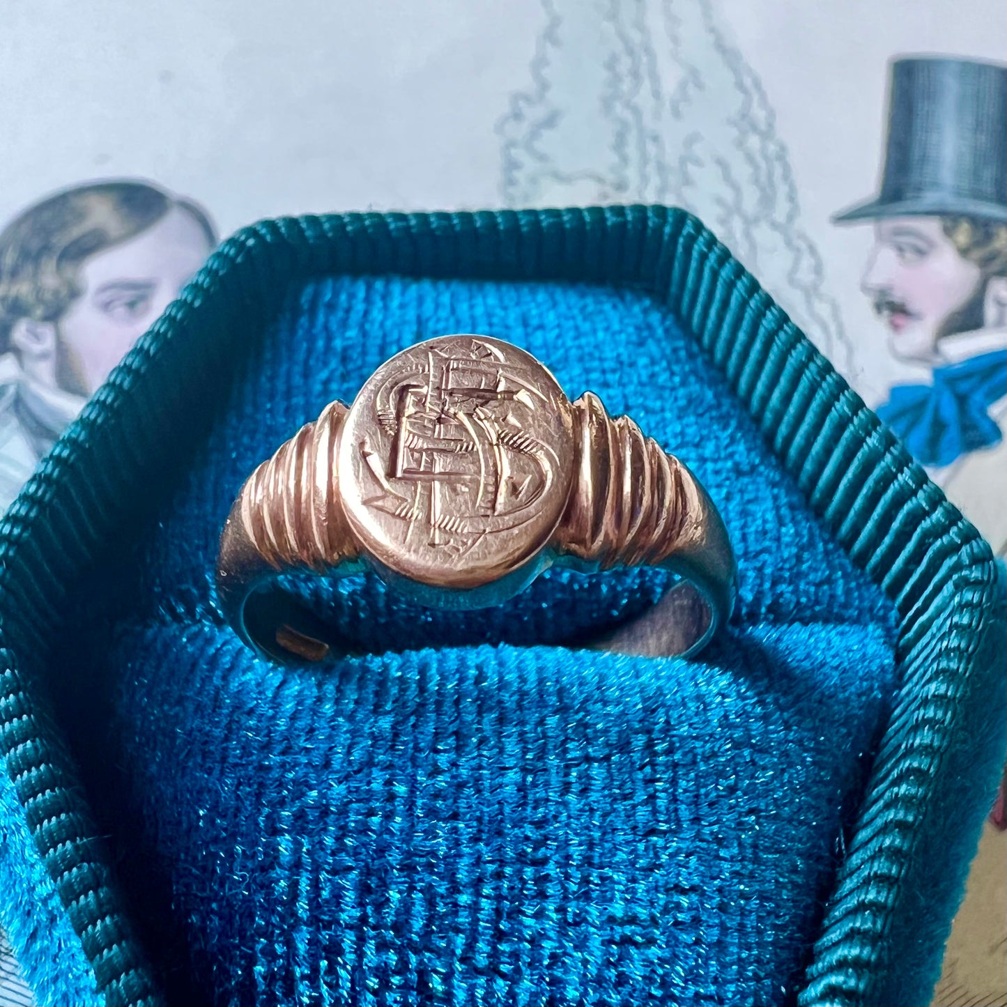 Anello sigillo - signet ring - in oro con monogramma e marchi di Birmingham del 1912